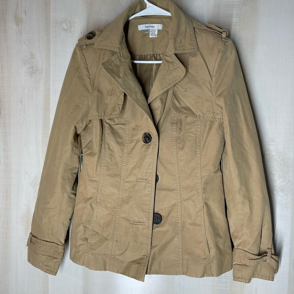 Zara Basic khaki tan utility safari jacket, size medium